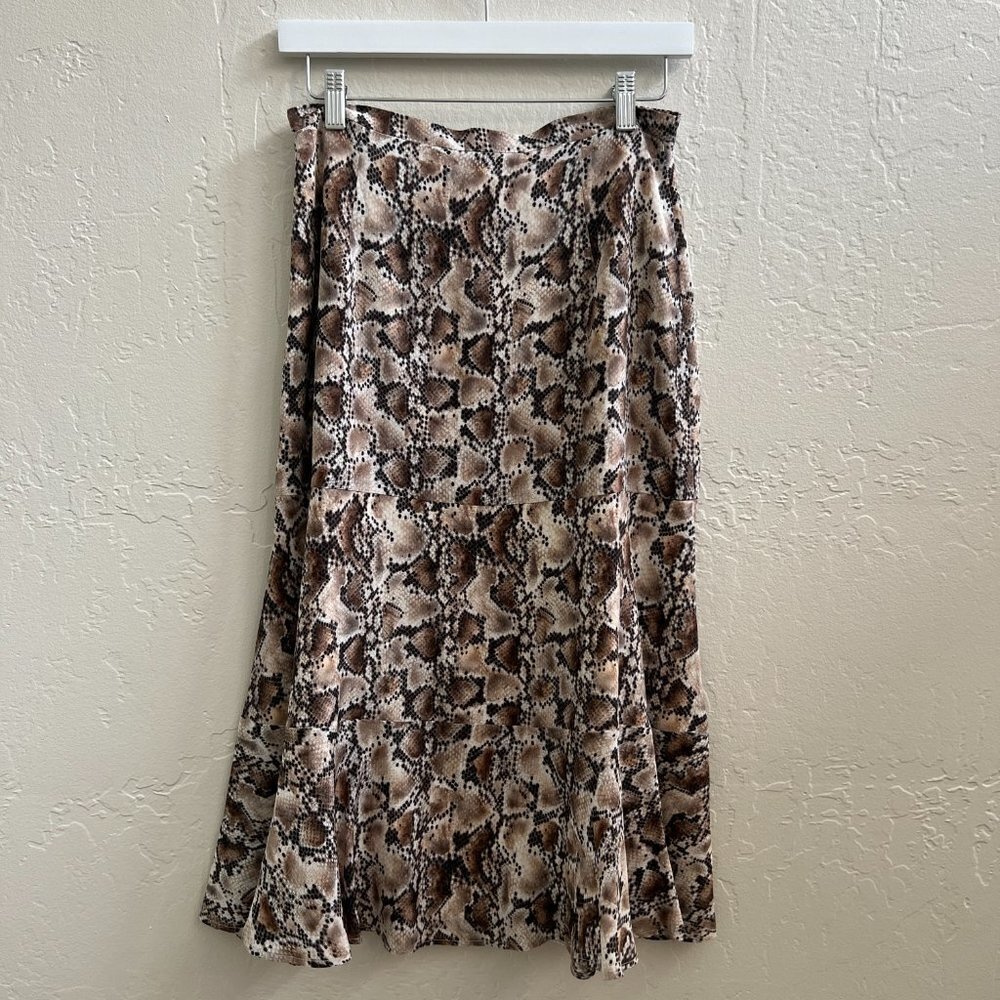ALTUZARRA Snake Print 100% Silk Crepe De Chine Midi Slip Skirt - Picture 7 of 9
